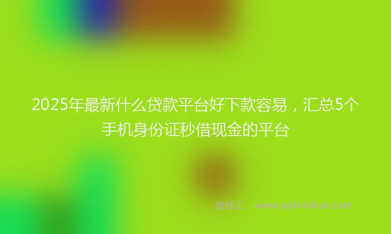 2025年最新什么贷款平台好下款容易，汇总5个手机身份证秒借现金的平台