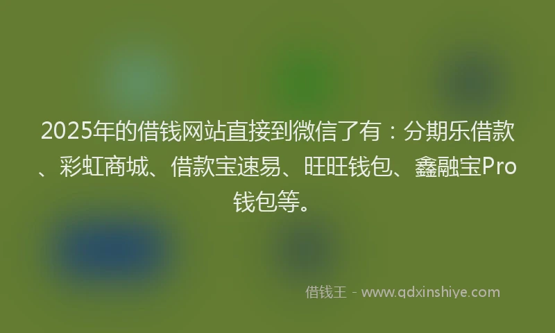 2025年的借钱网站直接到微信了有：分期乐借款、彩虹商城、借款宝速易、旺旺钱包、鑫融宝Pro钱包等。
