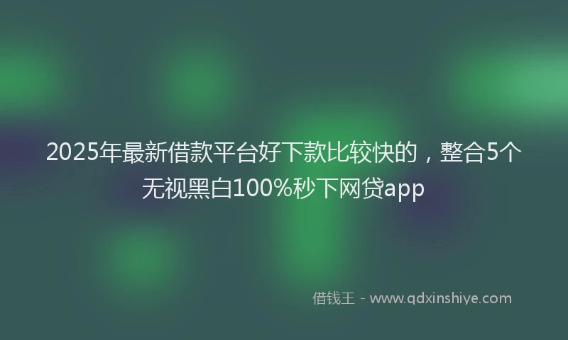 2025年最新借款平台好下款比较快的，整合5个无视黑白100%秒下网贷app