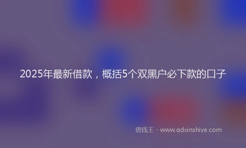 2025年最新借款，概括5个双黑户必下款的口子