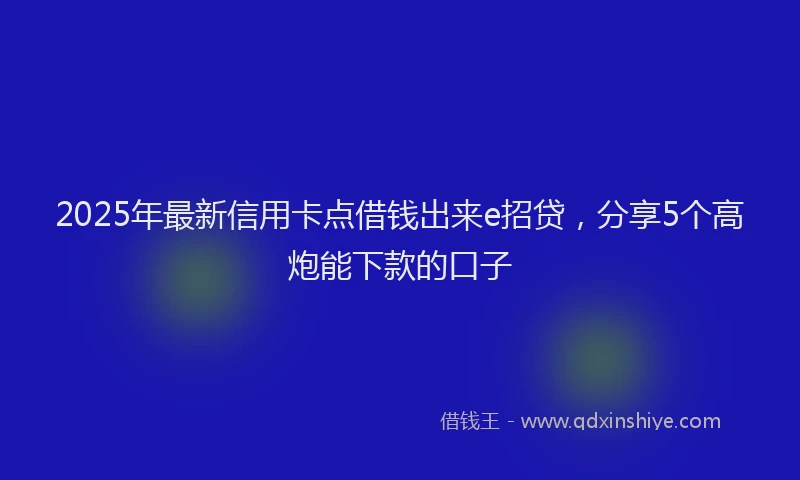 2025年最新信用卡点借钱出来e招贷，分享5个高炮能下款的口子