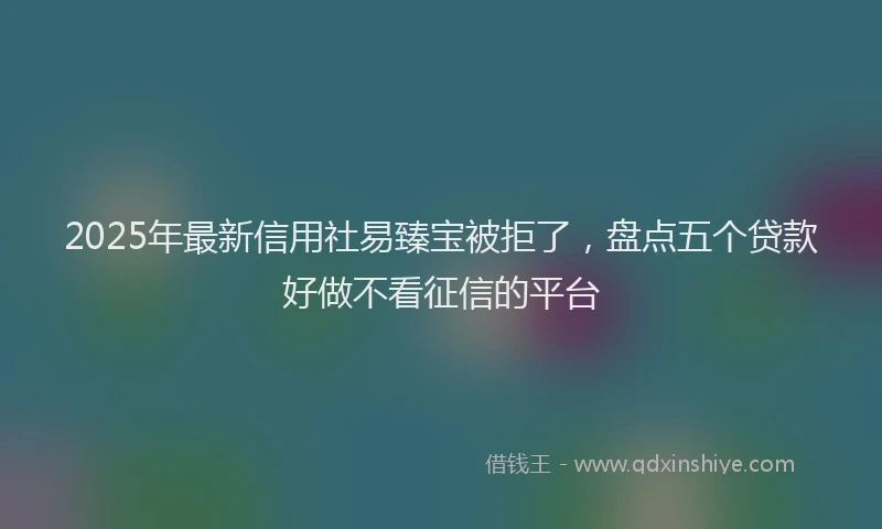 2025年最新信用社易臻宝被拒了，盘点五个贷款好做不看征信的平台