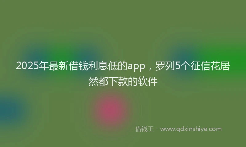 2025年最新借钱利息低的app，罗列5个征信花居然都下款的软件
