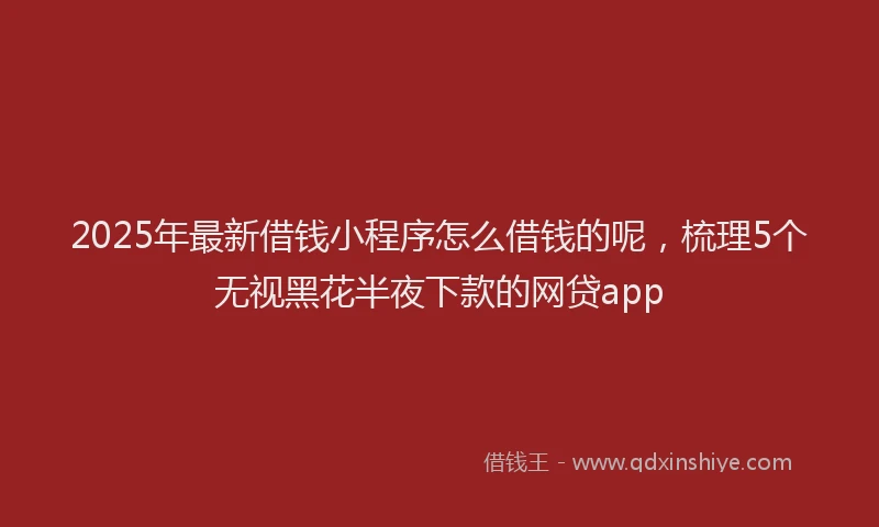 2025年最新借钱小程序怎么借钱的呢，梳理5个无视黑花半夜下款的网贷app