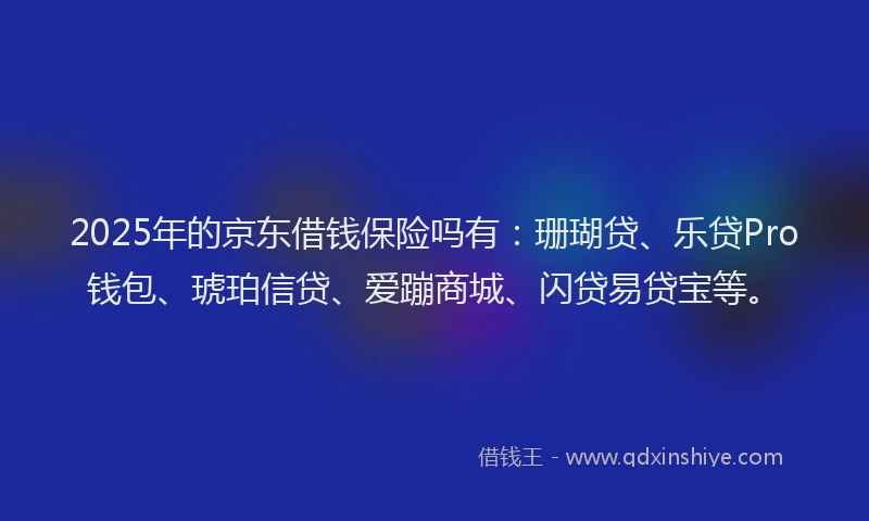 2025年的京东借钱保险吗有：珊瑚贷、乐贷Pro钱包、琥珀信贷、爱蹦商城、闪贷易贷宝等。