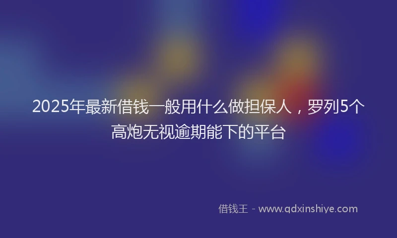 2025年最新借钱一般用什么做担保人，罗列5个高炮无视逾期能下的平台