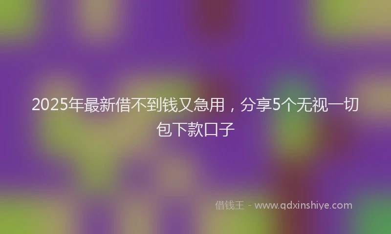 2025年最新借不到钱又急用，分享5个无视一切包下款口子