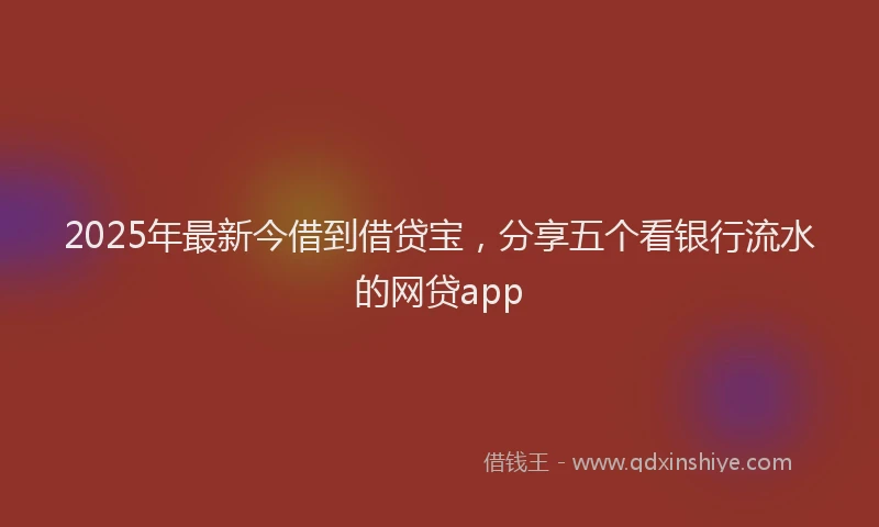 2025年最新今借到借贷宝，分享五个看银行流水的网贷app