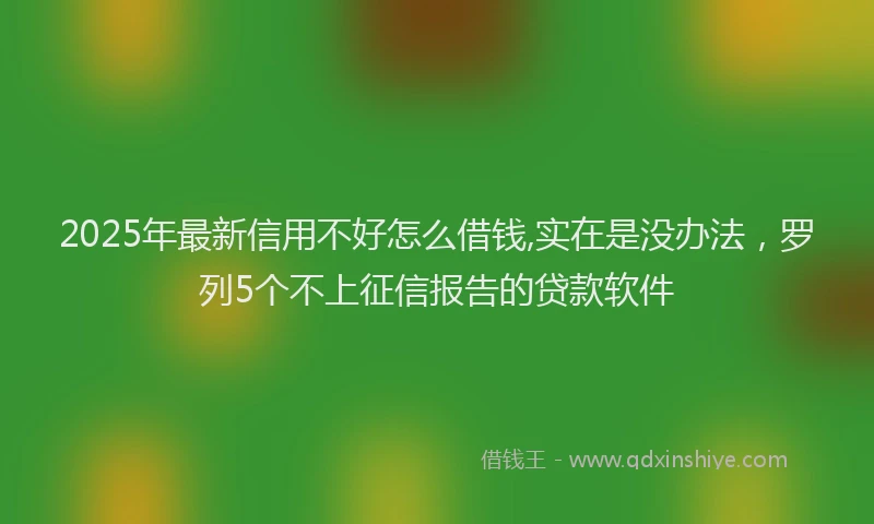2025年最新信用不好怎么借钱,实在是没办法，罗列5个不上征信报告的贷款软件