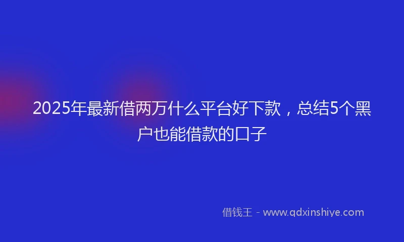 2025年最新借两万什么平台好下款，总结5个黑户也能借款的口子