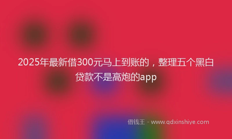 2025年最新借300元马上到账的，整理五个黑白贷款不是高炮的app