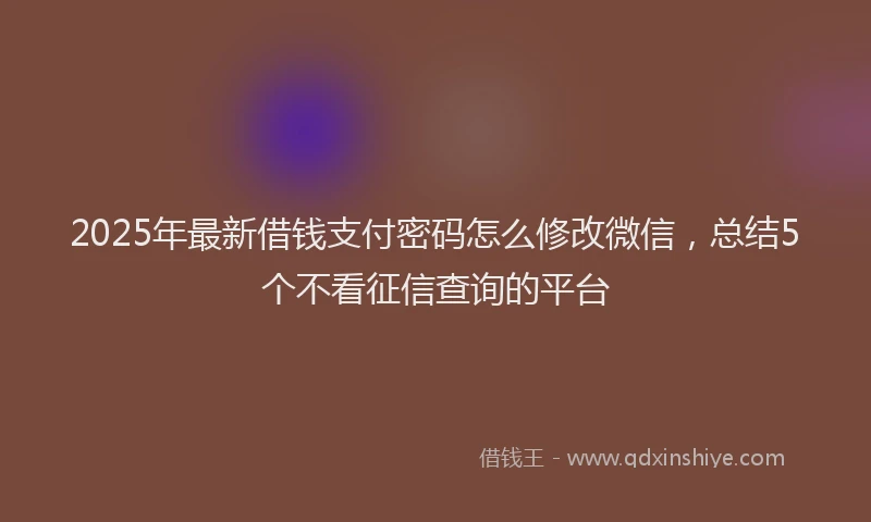 2025年最新借钱支付密码怎么修改微信，总结5个不看征信查询的平台