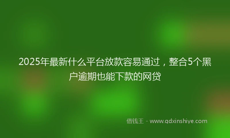 2025年最新什么平台放款容易通过，整合5个黑户逾期也能下款的网贷