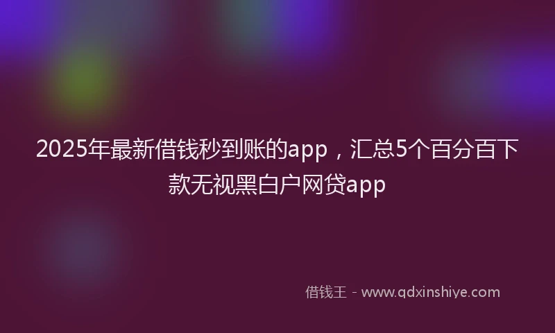 2025年最新借钱秒到账的app，汇总5个百分百下款无视黑白户网贷app