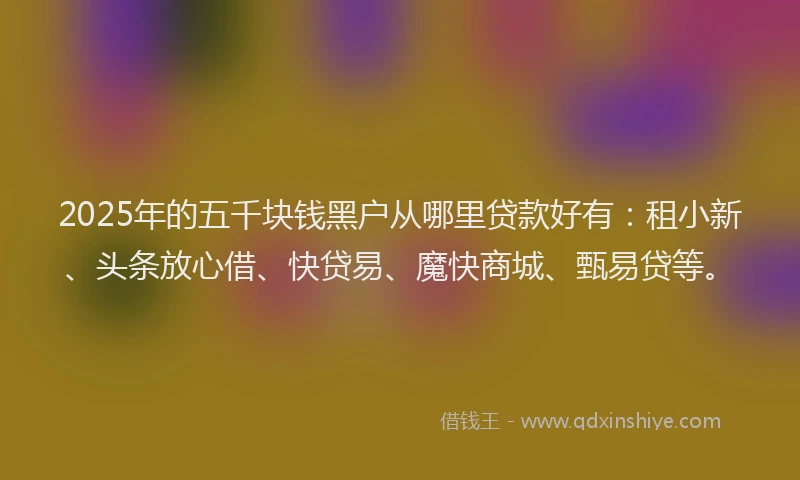 2025年的五千块钱黑户从哪里贷款好有：租小新、头条放心借、快贷易、魔快商城、甄易贷等。