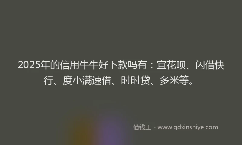 2025年的信用牛牛好下款吗有：宜花呗、闪借快行、度小满速借、时时贷、多米等。
