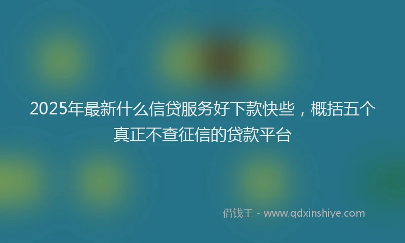 2025年最新什么信贷服务好下款快些，概括五个真正不查征信的贷款平台