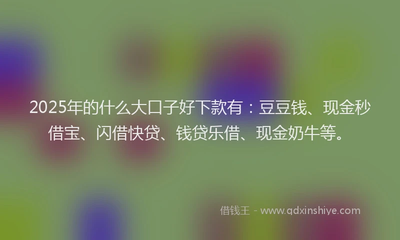 2025年的什么大口子好下款有：豆豆钱、现金秒借宝、闪借快贷、钱贷乐借、现金奶牛等。