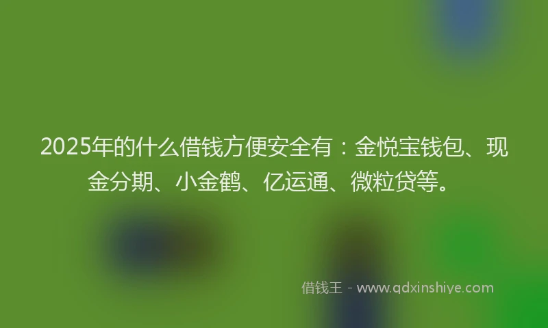 2025年的什么借钱方便安全有：金悦宝钱包、现金分期、小金鹤、亿运通、微粒贷等。