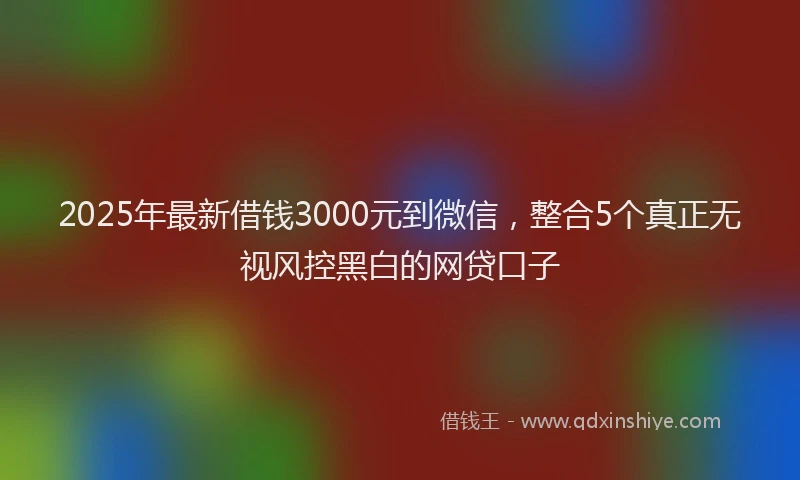 2025年最新借钱3000元到微信，整合5个真正无视风控黑白的网贷口子