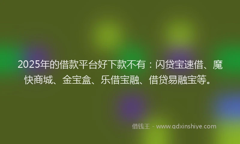 2025年的借款平台好下款不有：闪贷宝速借、魔快商城、金宝盒、乐借宝融、借贷易融宝等。