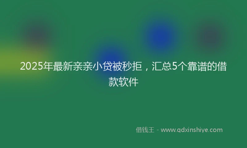 2025年最新亲亲小贷被秒拒，汇总5个靠谱的借款软件