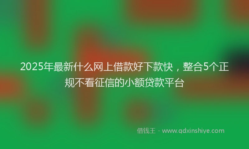 2025年最新什么网上借款好下款快，整合5个正规不看征信的小额贷款平台
