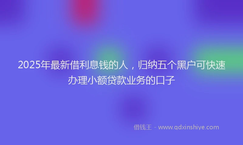 2025年最新借利息钱的人，归纳五个黑户可快速办理小额贷款业务的口子