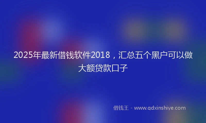 2025年最新借钱软件2018，汇总五个黑户可以做大额贷款口子