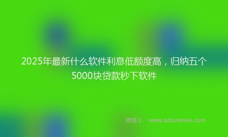 2025年最新什么软件利息低额度高，归纳五个5000块贷款秒下软件