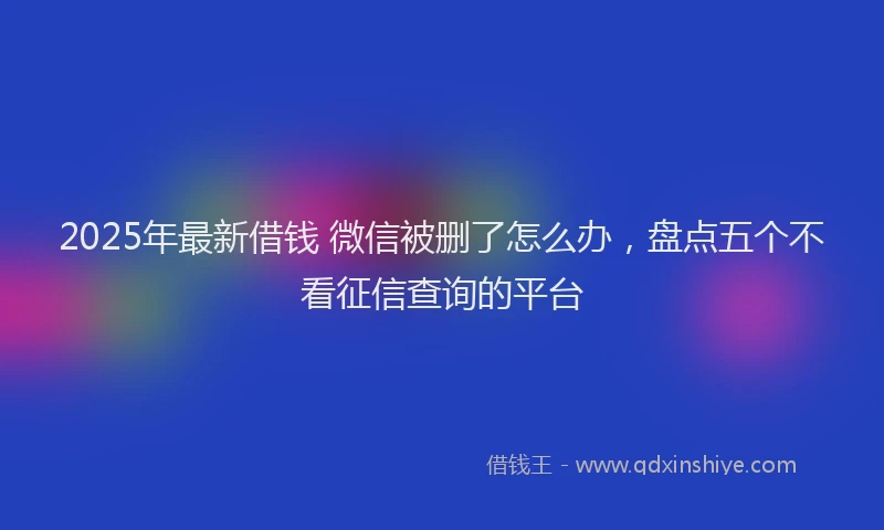 2025年最新借钱 微信被删了怎么办，盘点五个不看征信查询的平台