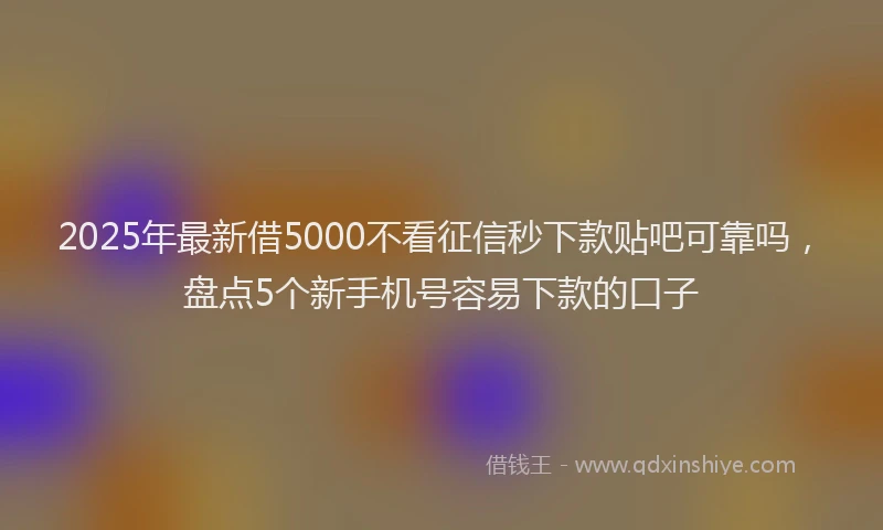 2025年最新借5000不看征信秒下款贴吧可靠吗，盘点5个新手机号容易下款的口子