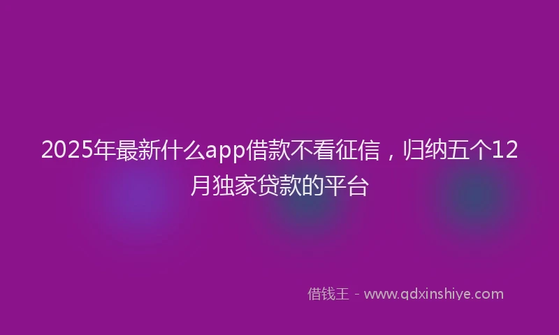 2025年最新什么app借款不看征信，归纳五个12月独家贷款的平台