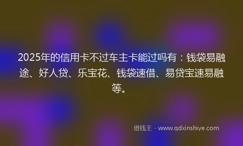 2025年的信用卡不过车主卡能过吗有：钱袋易融途、好人贷、乐宝花、钱袋速借、易贷宝速易融等。