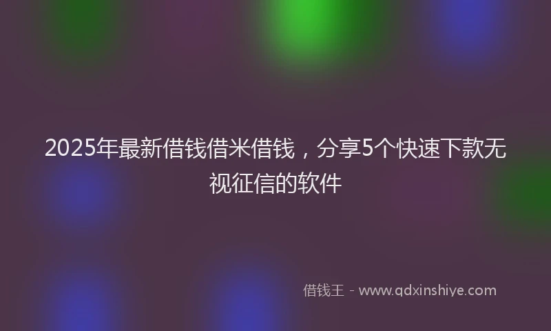 2025年最新借钱借米借钱，分享5个快速下款无视征信的软件