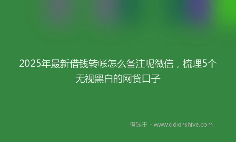 2025年最新借钱转帐怎么备注呢微信，梳理5个无视黑白的网贷口子