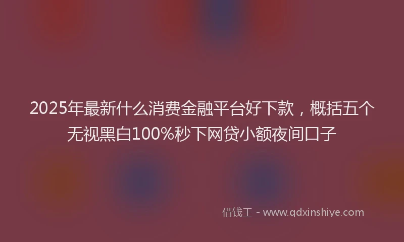 2025年最新什么消费金融平台好下款，概括五个无视黑白100%秒下网贷小额夜间口子