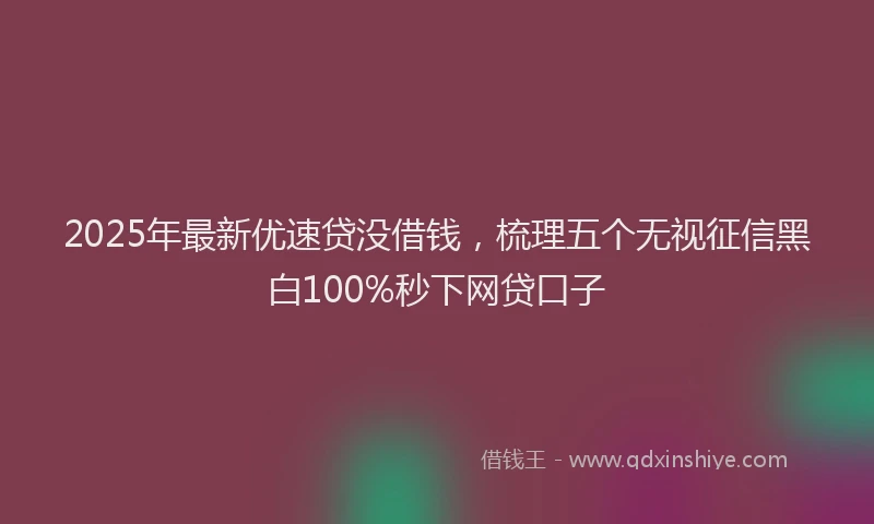 2025年最新优速贷没借钱，梳理五个无视征信黑白100%秒下网贷口子