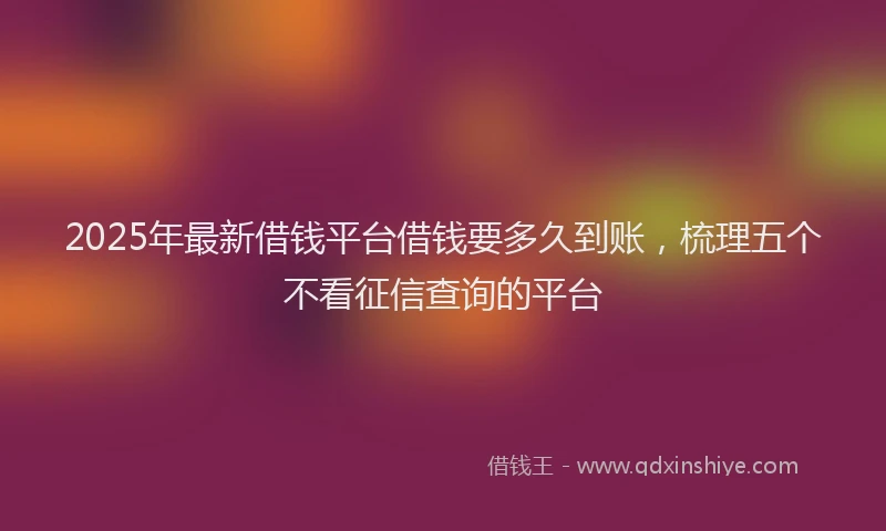 2025年最新借钱平台借钱要多久到账，梳理五个不看征信查询的平台