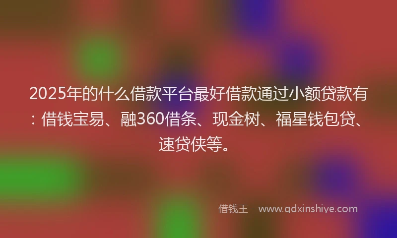 2025年的什么借款平台最好借款通过小额贷款有：借钱宝易、融360借条、现金树、福星钱包贷、速贷侠等。