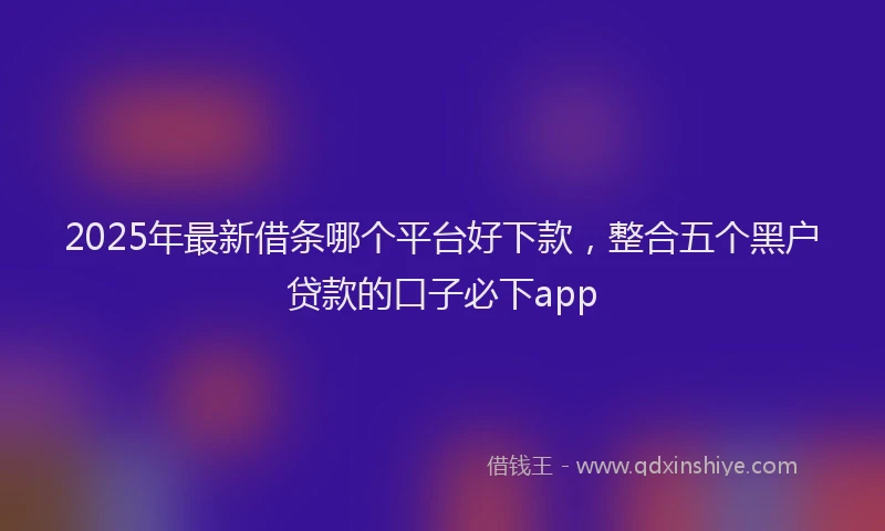 2025年最新借条哪个平台好下款，整合五个黑户贷款的口子必下app