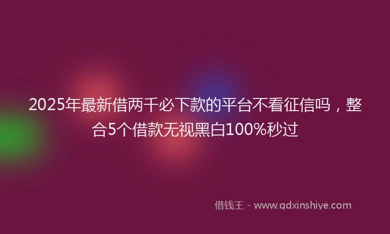 2025年最新借两千必下款的平台不看征信吗，整合5个借款无视黑白100%秒过