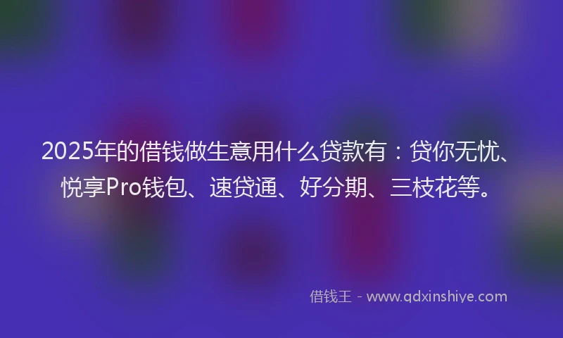 2025年的借钱做生意用什么贷款有：贷你无忧、悦享Pro钱包、速贷通、好分期、三枝花等。