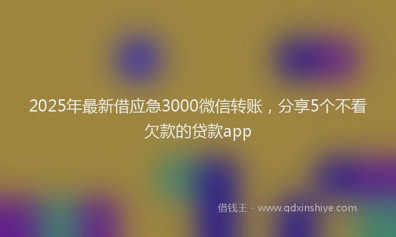 2025年最新借应急3000微信转账，分享5个不看欠款的贷款app