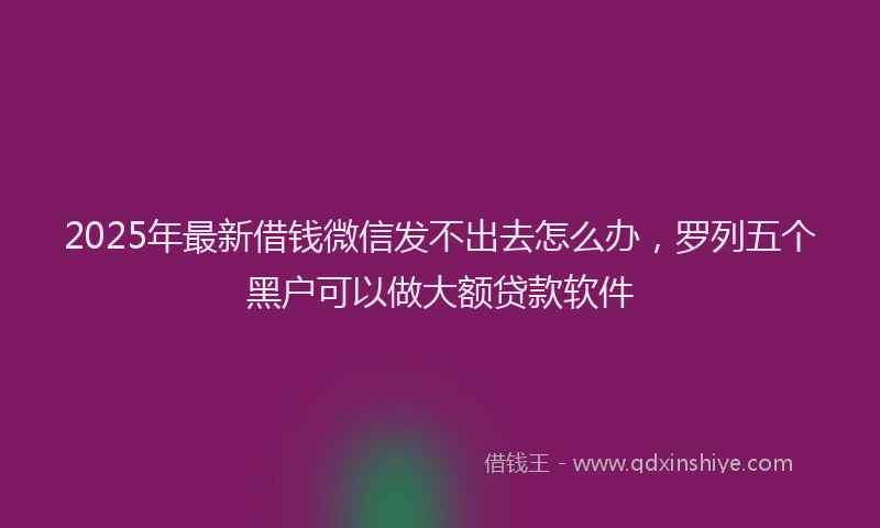 2025年最新借钱微信发不出去怎么办，罗列五个黑户可以做大额贷款软件