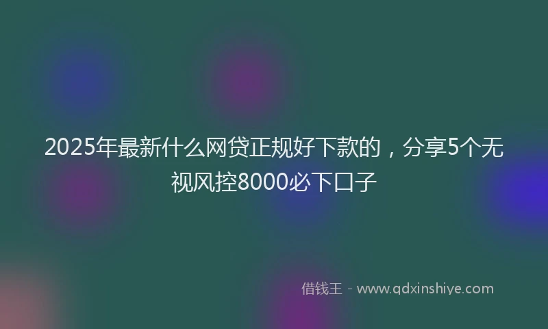 2025年最新什么网贷正规好下款的，分享5个无视风控8000必下口子
