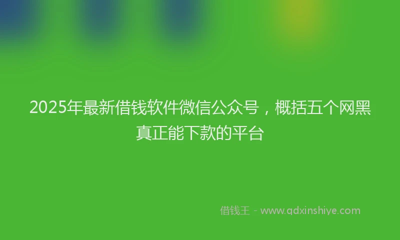 2025年最新借钱软件微信公众号，概括五个网黑真正能下款的平台