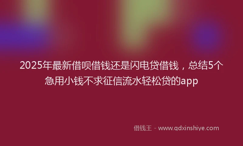 2025年最新借呗借钱还是闪电贷借钱，总结5个急用小钱不求征信流水轻松贷的app