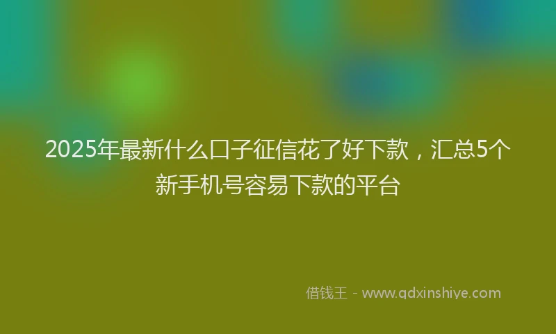 2025年最新什么口子征信花了好下款，汇总5个新手机号容易下款的平台