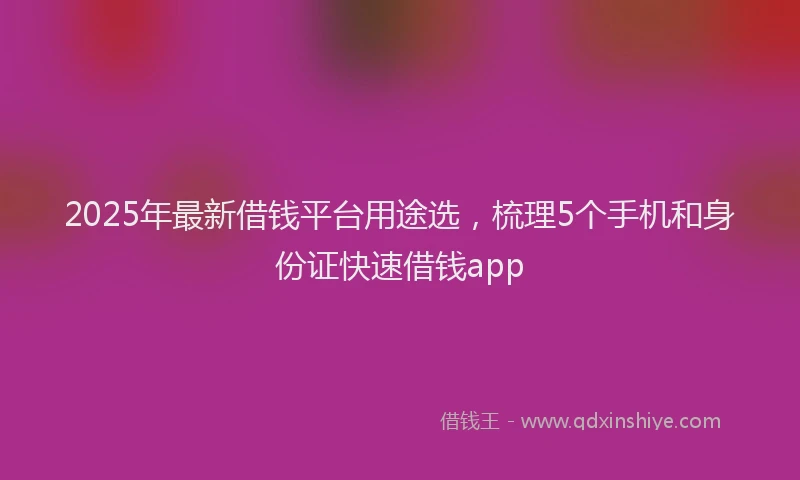2025年最新借钱平台用途选，梳理5个手机和身份证快速借钱app